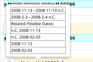 Related dates display